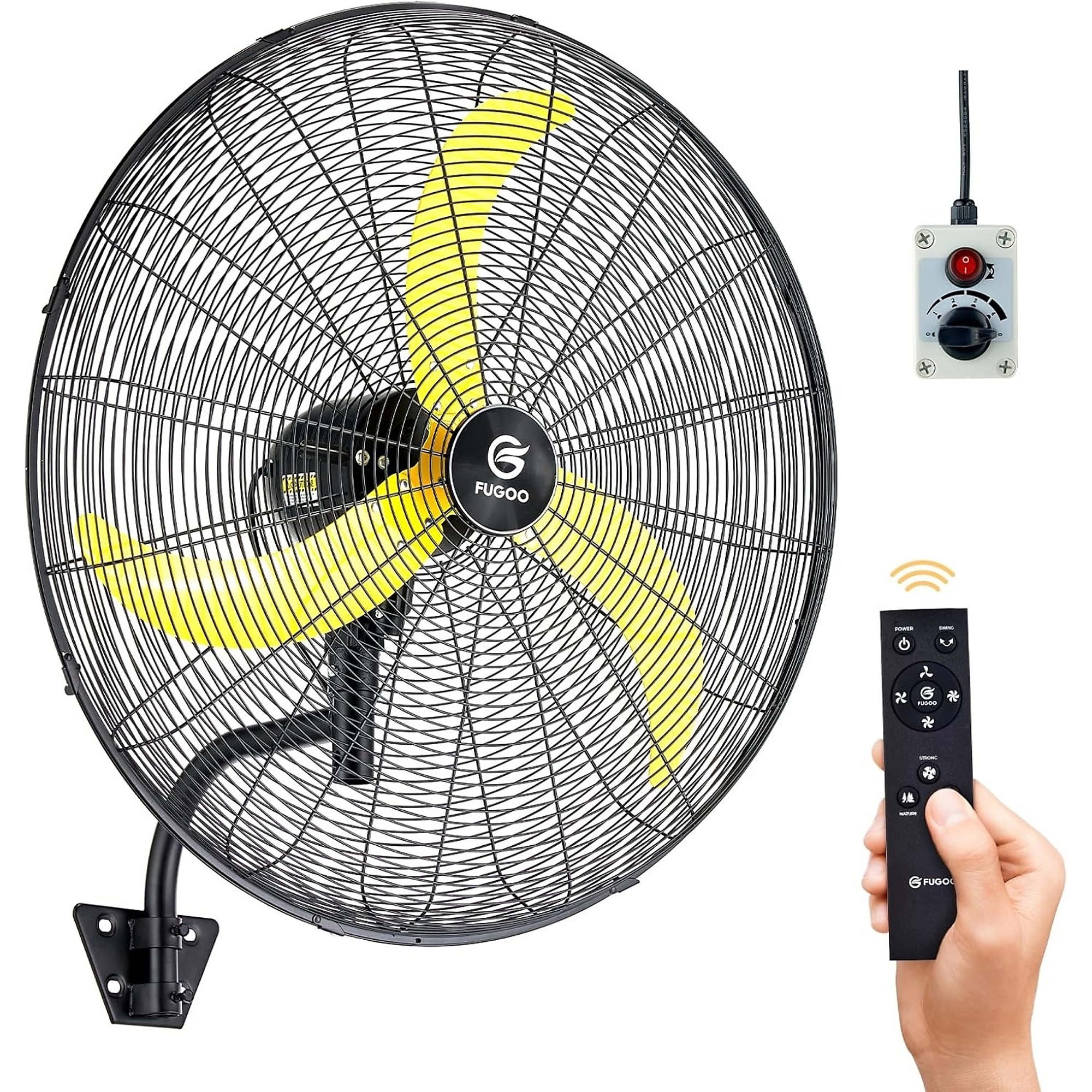 EdenDirect 30'' Oscillating Wall Mounted Fan With Remote Control,BLDC Motor, Large air flow range From 3200CFM to 8800CFM, 4-Speed Heavy Duty Industrial Wall Fan for Factory, Commercial, Garage, Warehouse